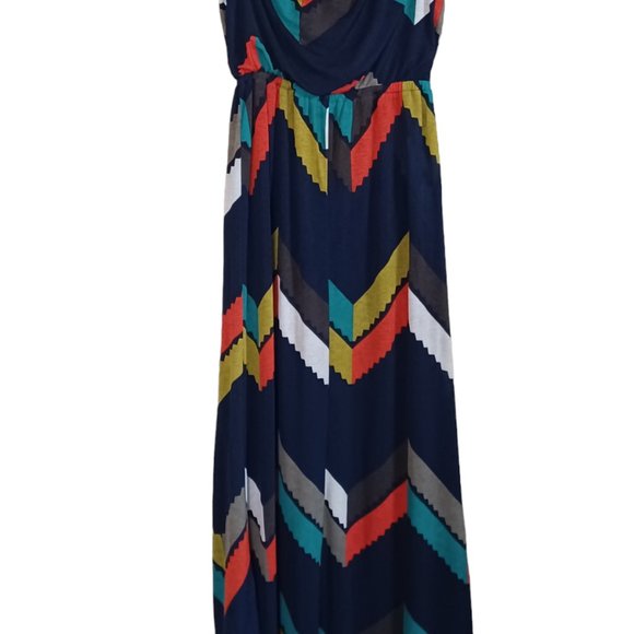 Graphic Color Block Strapless Maxi Dress Size L - Picture 4 of 6